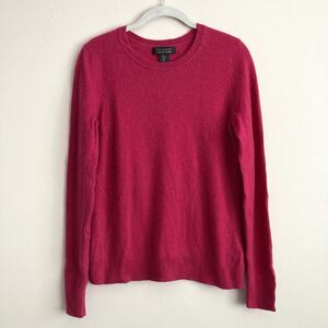 Tahari 2-Ply 100% Cashmere Sweater Womens Size Large Pink Crew Neck Minimalist
